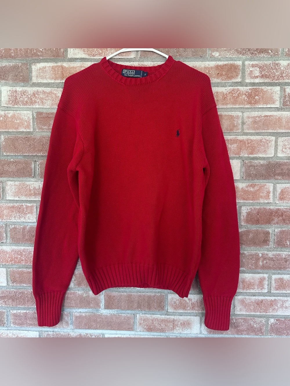 Polo Ralph Lauren Knit Sweater Men’s Medium Fisherman Red Classic Preppy